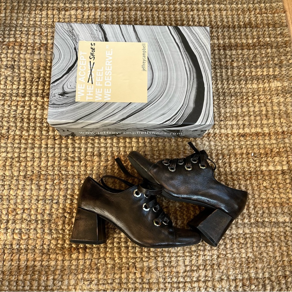 Jeffrey Campbell Franci Leather Block Heel Lace/Tie